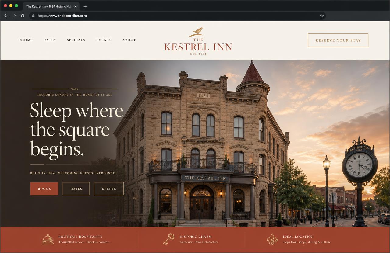 The Kestrel Inn website — Homepage — the building does the selling